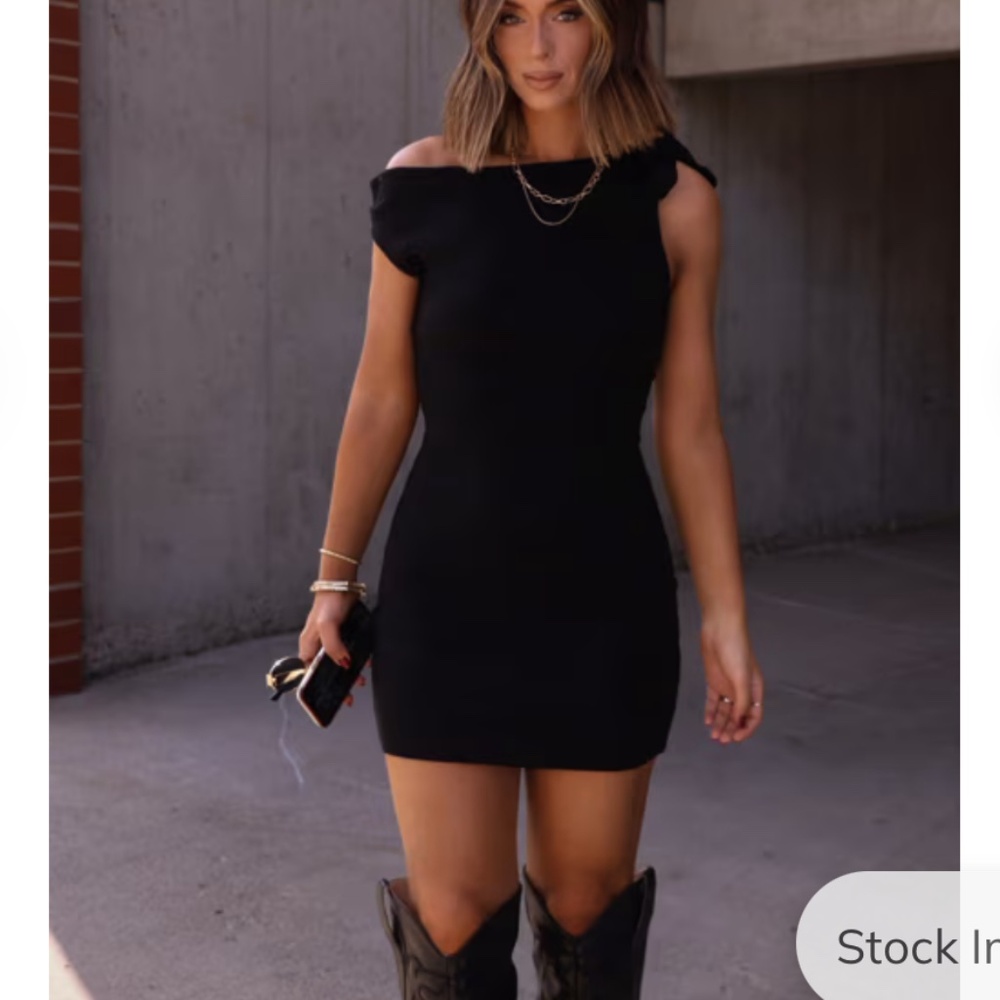 Black Sweater Dress Size S Tie Shoulder Detail